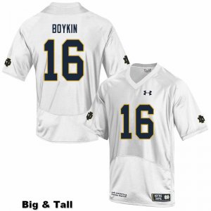 Notre Dame Fighting Irish Men's Noah Boykin #16 White Under Armour Authentic Stitched Big & Tall College NCAA Football Jersey IBJ1099JQ